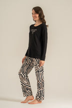 Pierre Cardin Kadın Inspire Others Everyday Siyah Uzun Kol Pijama Takım PC9280-S-V1