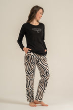 Pierre Cardin Kadın Inspire Others Everyday Siyah Uzun Kol Pijama Takım PC9280-S-V1