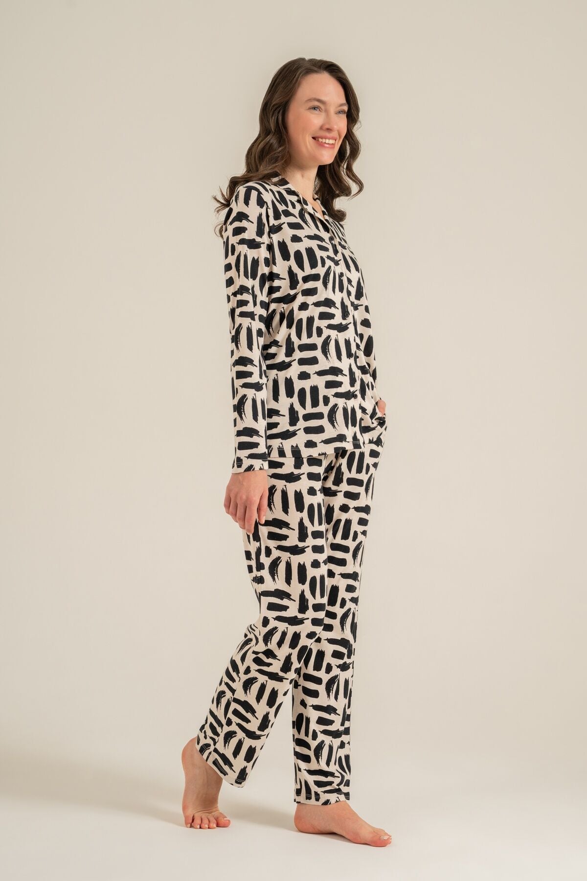 Pierre Cardin Kadın Krem Gömlek Pijama Takımı PC9301-S-V1