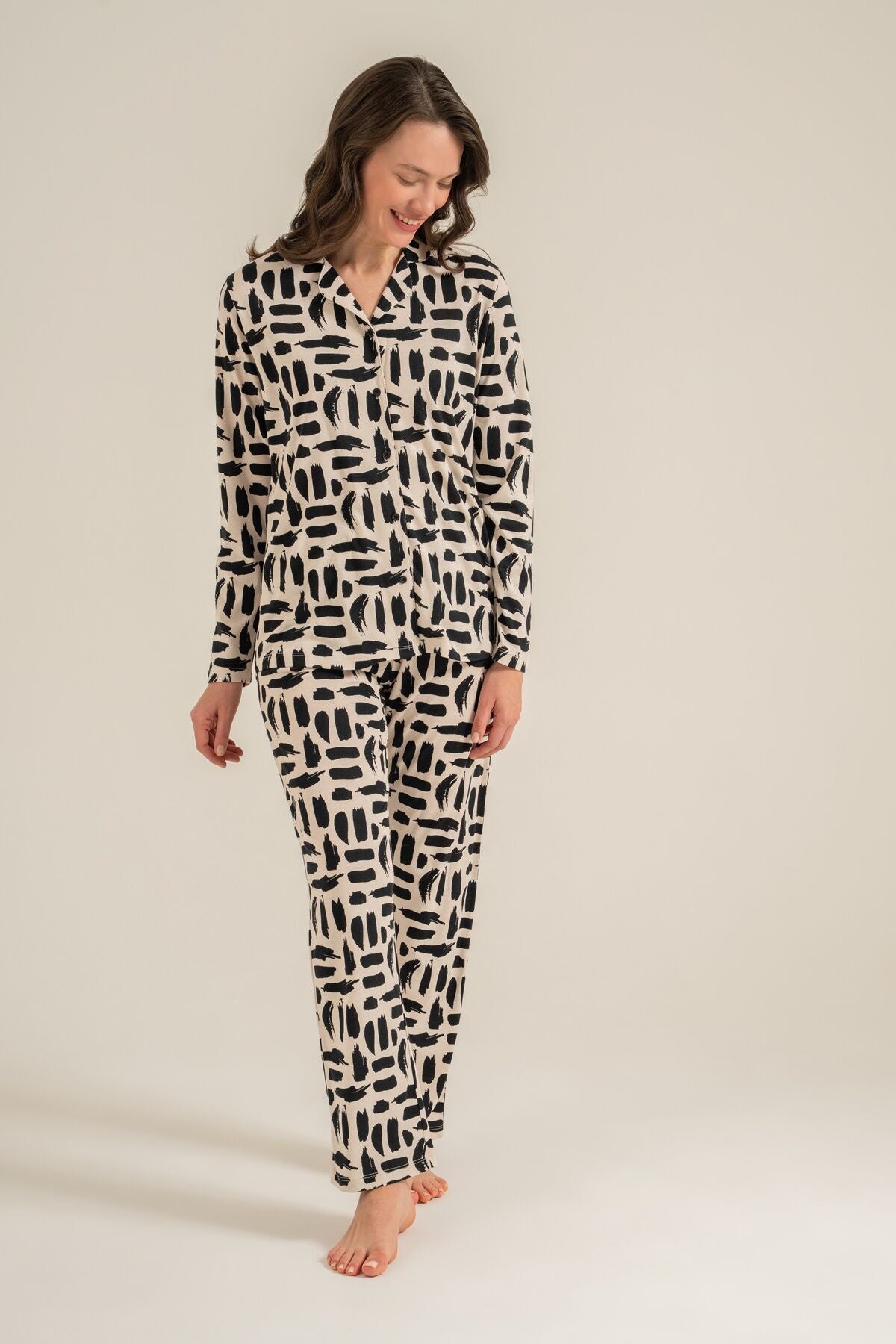 Pierre Cardin Kadın Krem Gömlek Pijama Takımı PC9301-S-V1