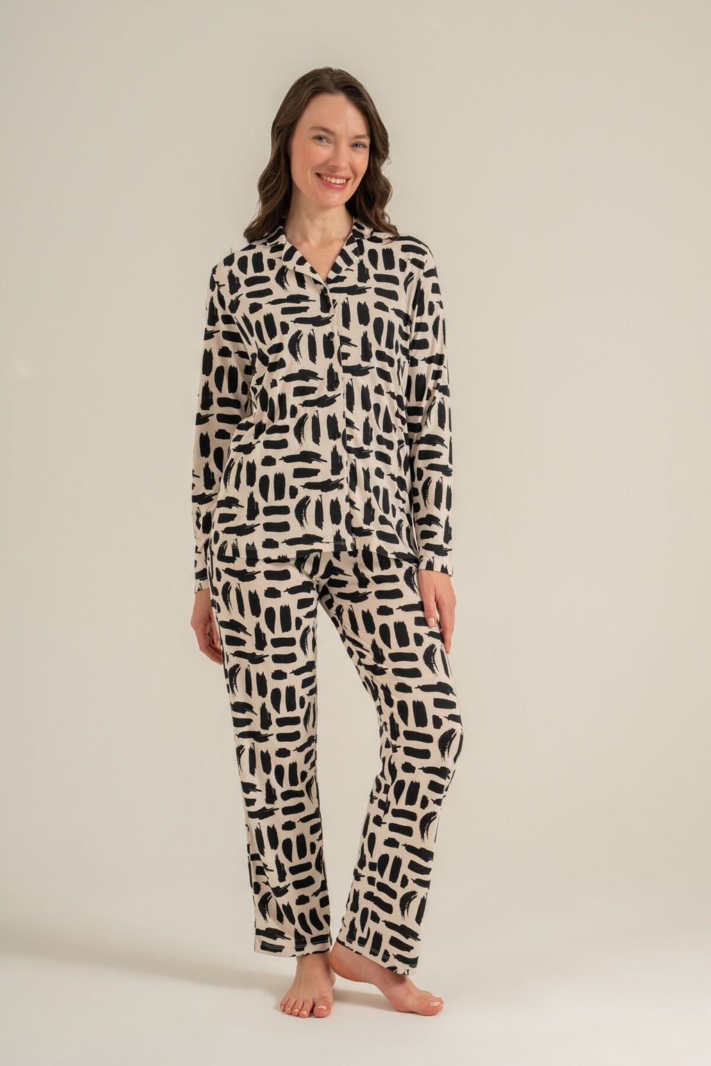 Pierre Cardin Kadın Krem Gömlek Pijama Takımı PC9301-S-V1