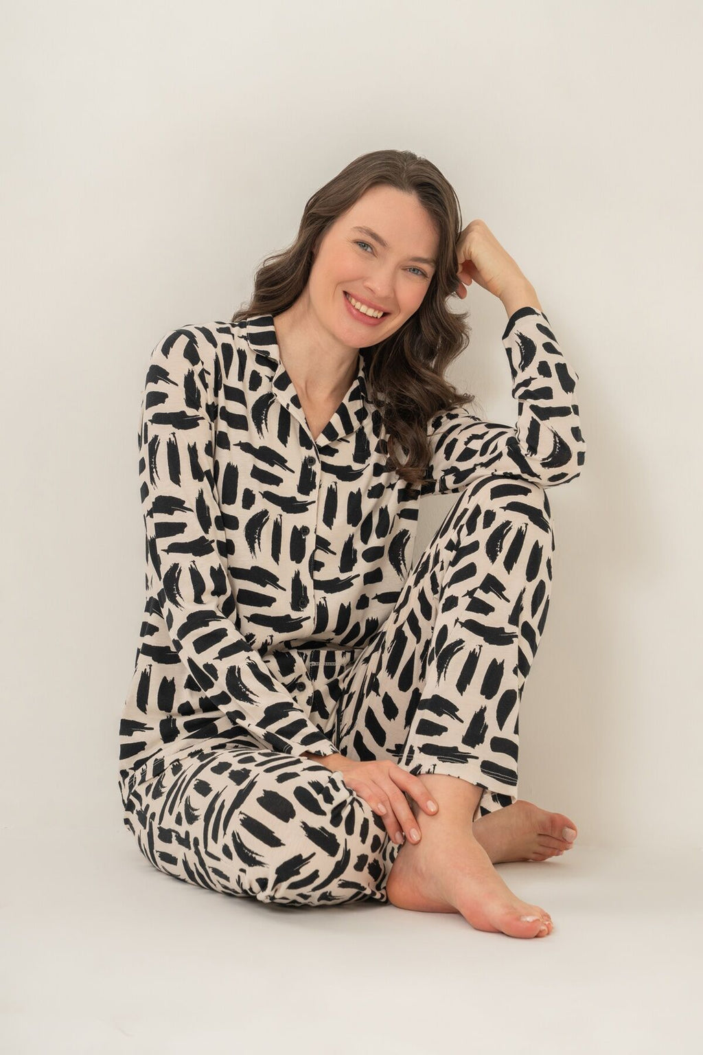 Pierre Cardin Kadın Krem Gömlek Pijama Takımı PC9301-S-V1