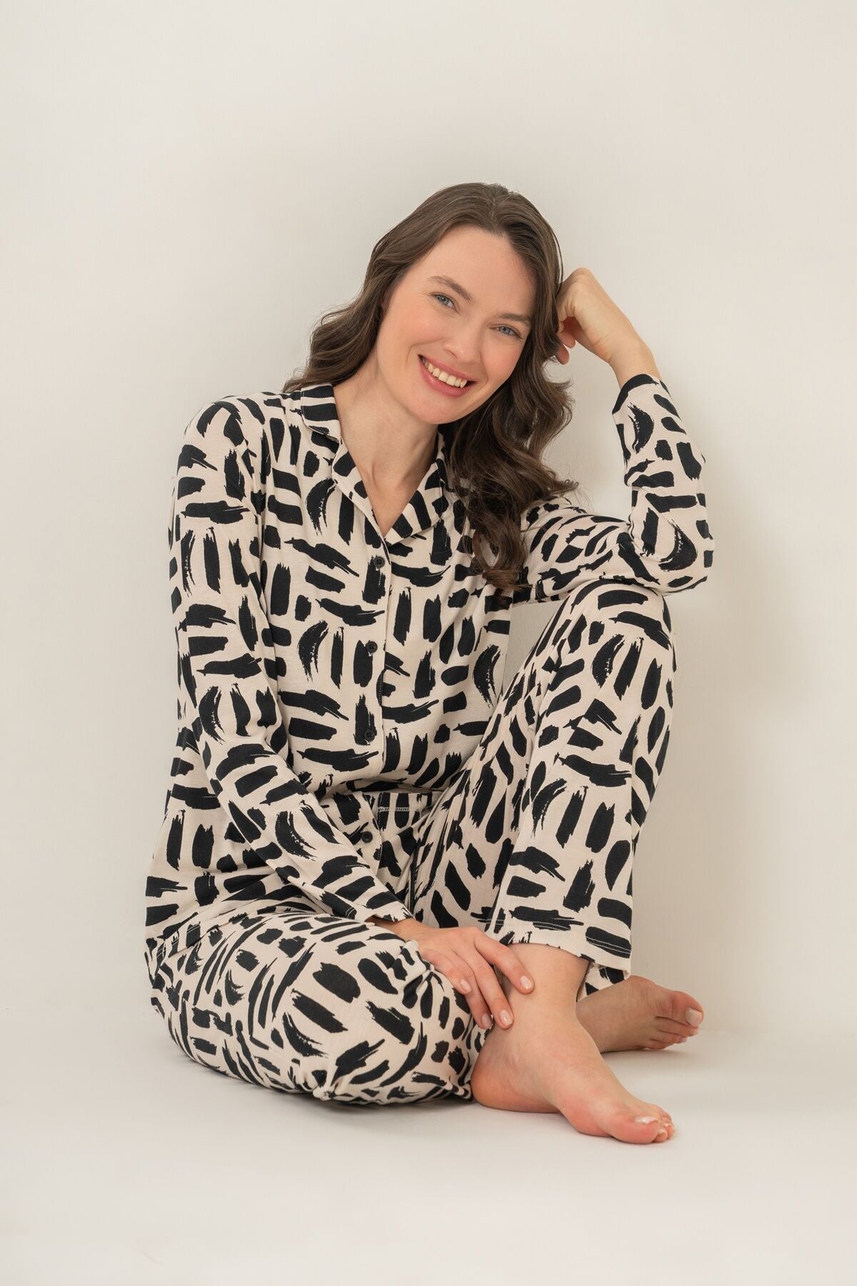 Pierre Cardin Kadın Krem Gömlek Pijama Takımı PC9301-S-V1