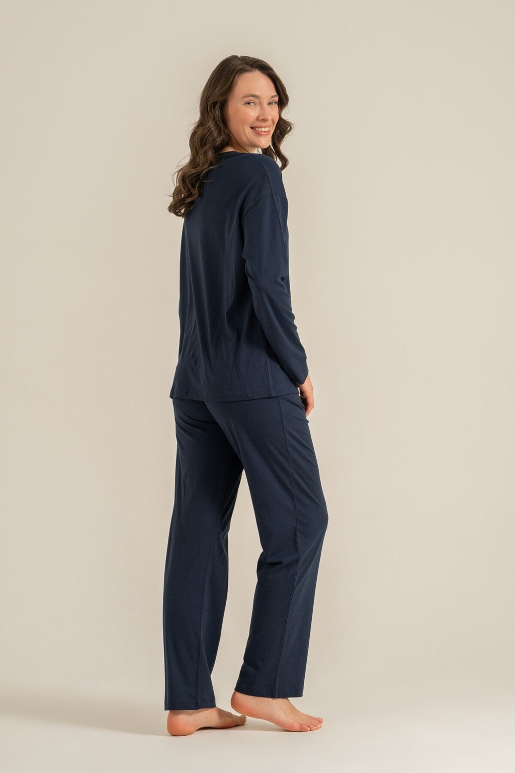 Pierre Cardin Kadın Lacivert Uzun Kol Pijama Takım PC9304-S-V2