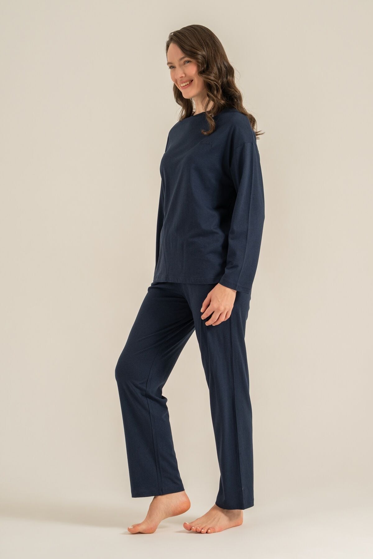 Pierre Cardin Kadın Lacivert Uzun Kol Pijama Takım PC9304-S-V2