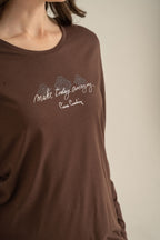 Pierre Cardin Kadın Make Today Amazing Kahverengi Uzun Kol Pijama Takım PC9274-S-V1