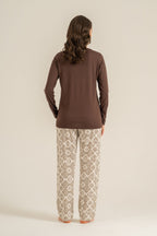 Pierre Cardin Kadın Make Today Amazing Kahverengi Uzun Kol Pijama Takım PC9274-S-V1