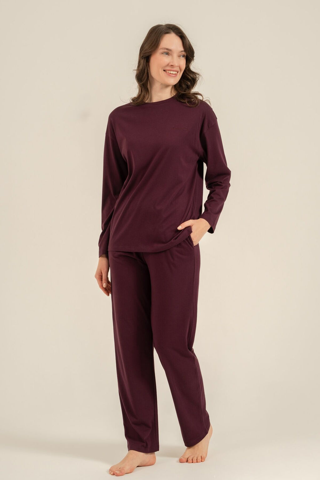 Pierre Cardin Kadın Mor Uzun Kol Pijama Takım PC9304-S-V1