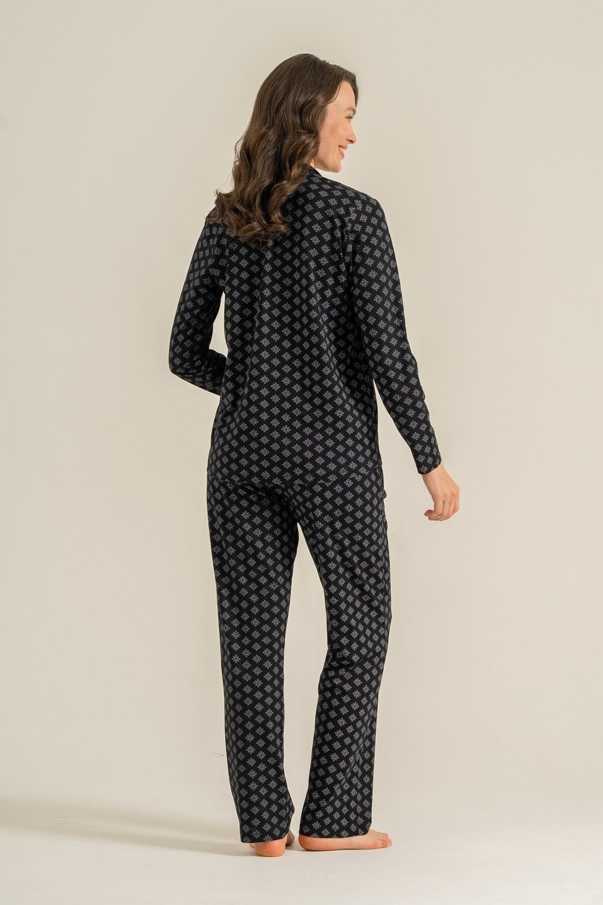 Pierre Cardin Kadın Siyah Nakışlı Gömlek Pijama Takımı PC9290-S-V1
