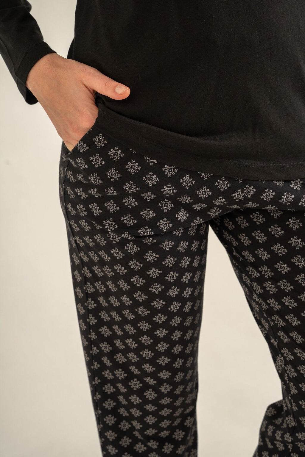 Pierre Cardin Kadın Siyah Uzun Kol Pijama Takım PC9289-S-V1