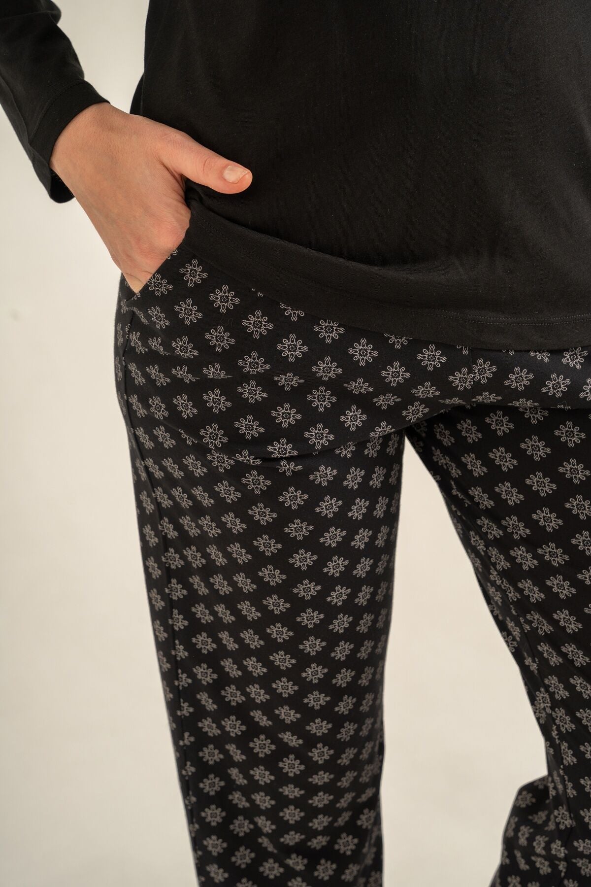 Pierre Cardin Kadın Siyah Uzun Kol Pijama Takım PC9289-S-V1
