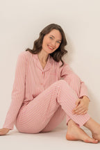 Pierre Cardin Kadın Stripes Pembe Gömlek Pijama Takımı PC9296-S-V1