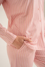 Pierre Cardin Kadın Stripes Pembe Gömlek Pijama Takımı PC9296-S-V1