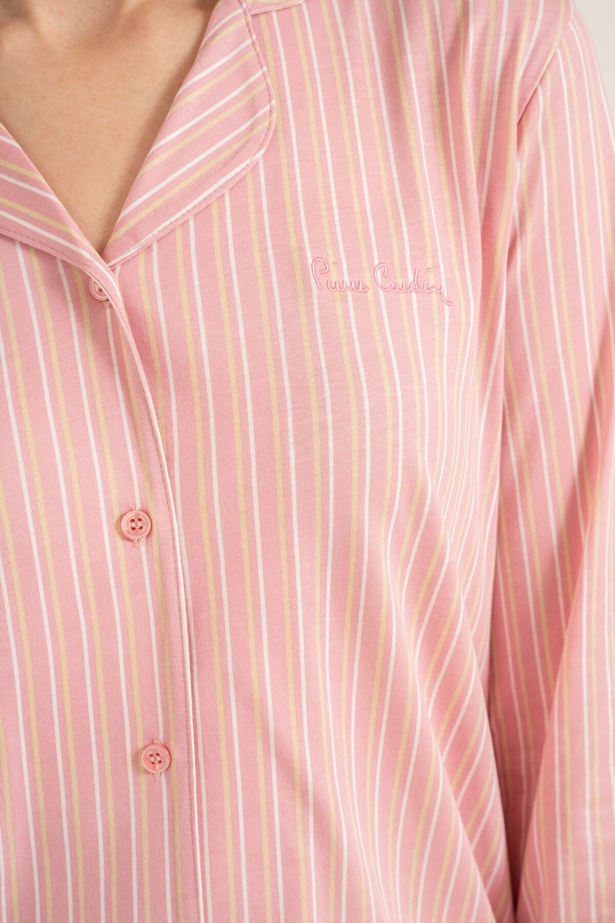 Pierre Cardin Kadın Stripes Pembe Gömlek Pijama Takımı PC9296-S-V1