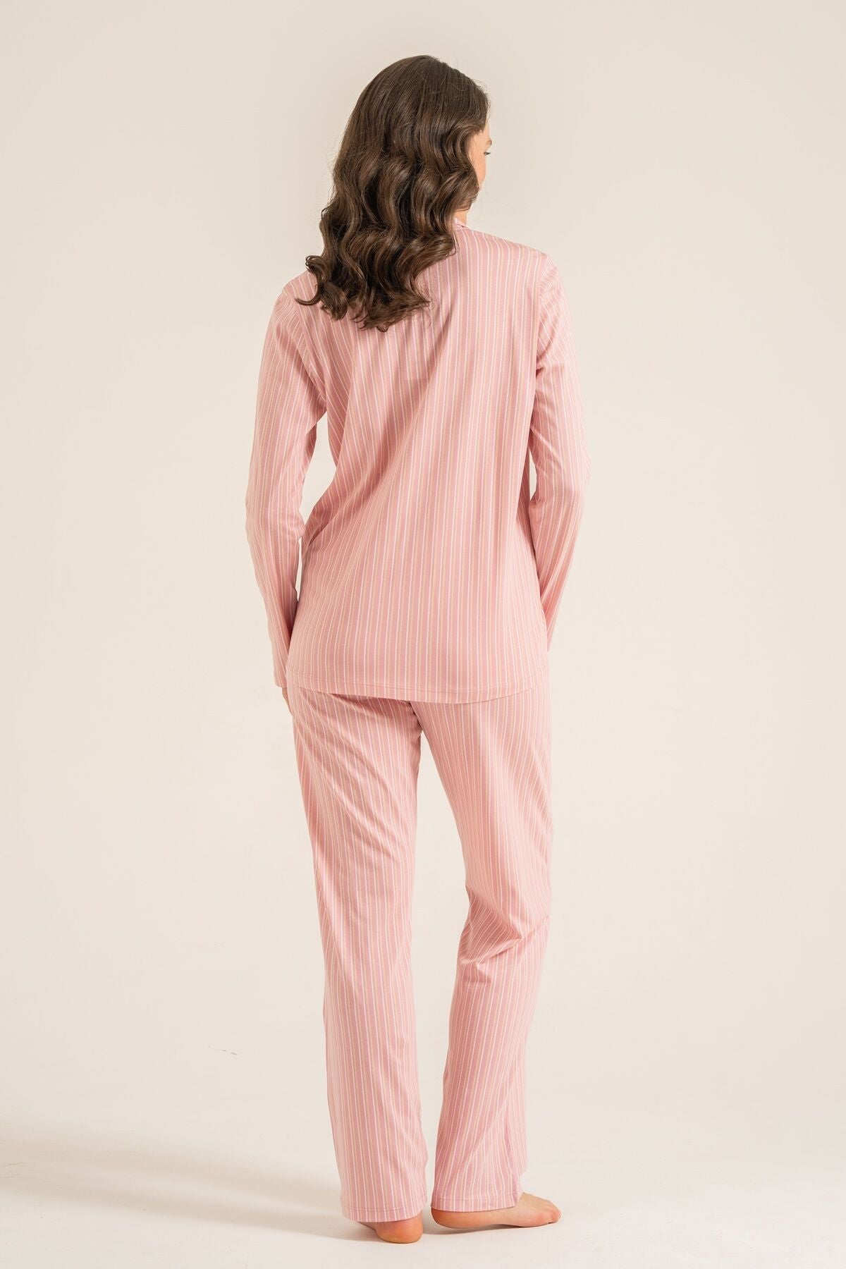 Pierre Cardin Kadın Stripes Pembe Gömlek Pijama Takımı PC9296-S-V1