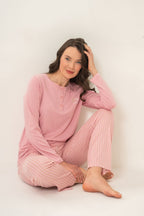 Pierre Cardin Kadın Sweet Sunday Pembe Uzun Kol Pijama Takım PC9295-S-V1