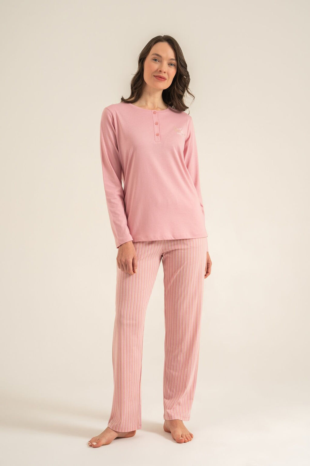 Pierre Cardin Kadın Sweet Sunday Pembe Uzun Kol Pijama Takım PC9295-S-V1