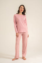 Pierre Cardin Kadın Sweet Sunday Pembe Uzun Kol Pijama Takım PC9295-S-V1