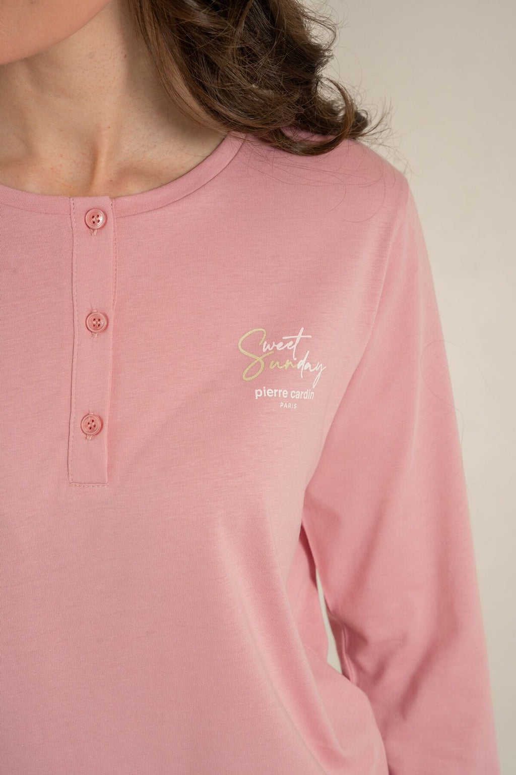 Pierre Cardin Kadın Sweet Sunday Pembe Uzun Kol Pijama Takım PC9295-S-V1