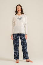 Pierre Cardin Kadın You Look Amazing Today Krem Uzun Kol Pijama Takım PC9257-S-V2