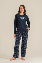 Pierre Cardin Kadın You Look Amazing Today Lacivert Uzun Kol Pijama Takım PC9257-S-V1
