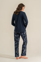 Pierre Cardin Kadın You Look Amazing Today Lacivert Uzun Kol Pijama Takım PC9257-S-V1