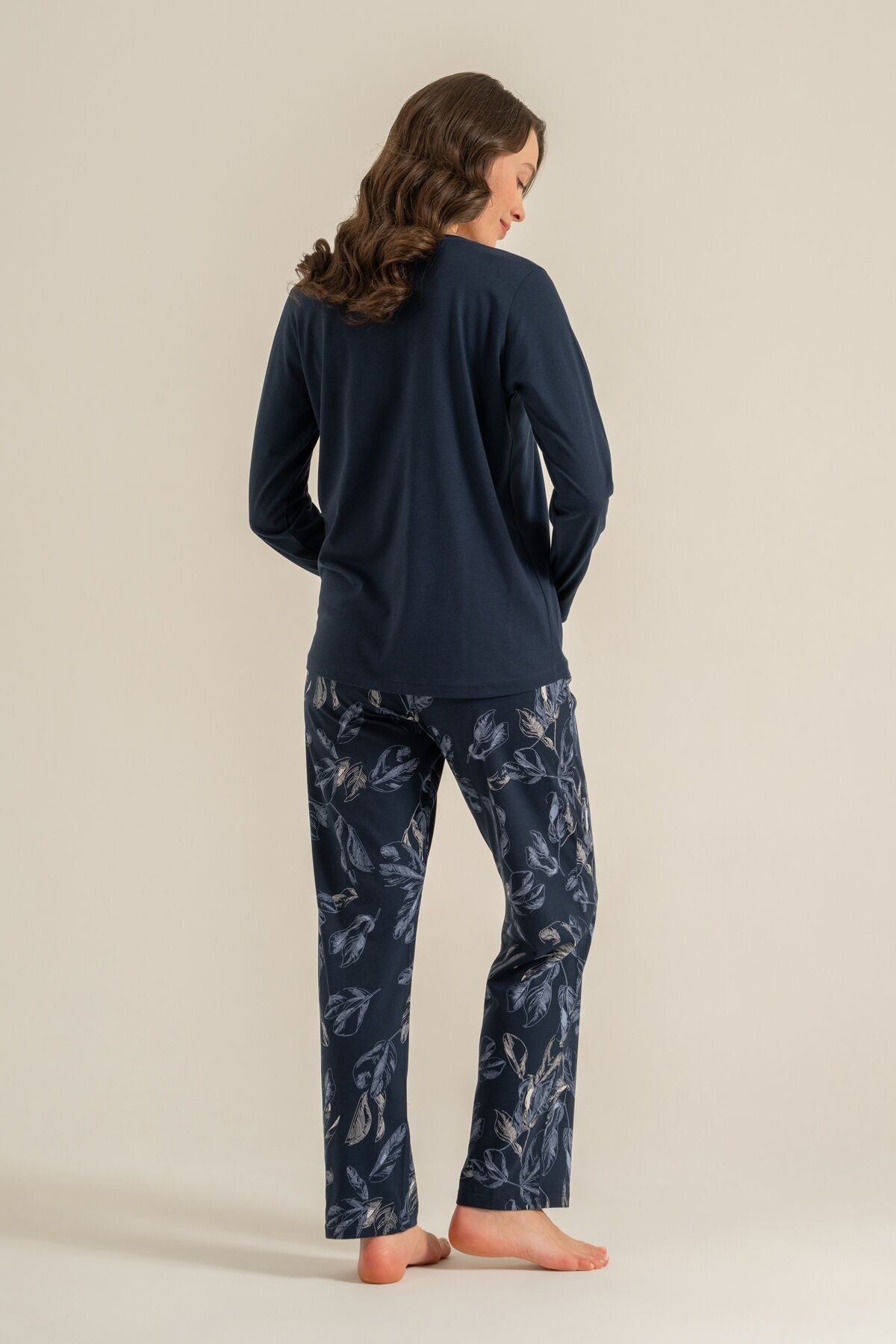Pierre Cardin Kadın You Look Amazing Today Lacivert Uzun Kol Pijama Takım PC9257-S-V1