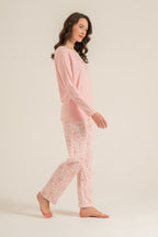 Pierre Cardin Most Wonderful Time Of The Year Kadın Pembe Uzun Kol Pijama Takım PC9269-S-V2