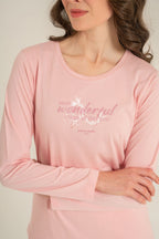 Pierre Cardin Most Wonderful Time Of The Year Kadın Pembe Uzun Kol Pijama Takım PC9269-S-V2