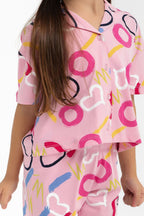 Rolyply Love Pembe Kız Çocuk Gömlek Pijama Takımı