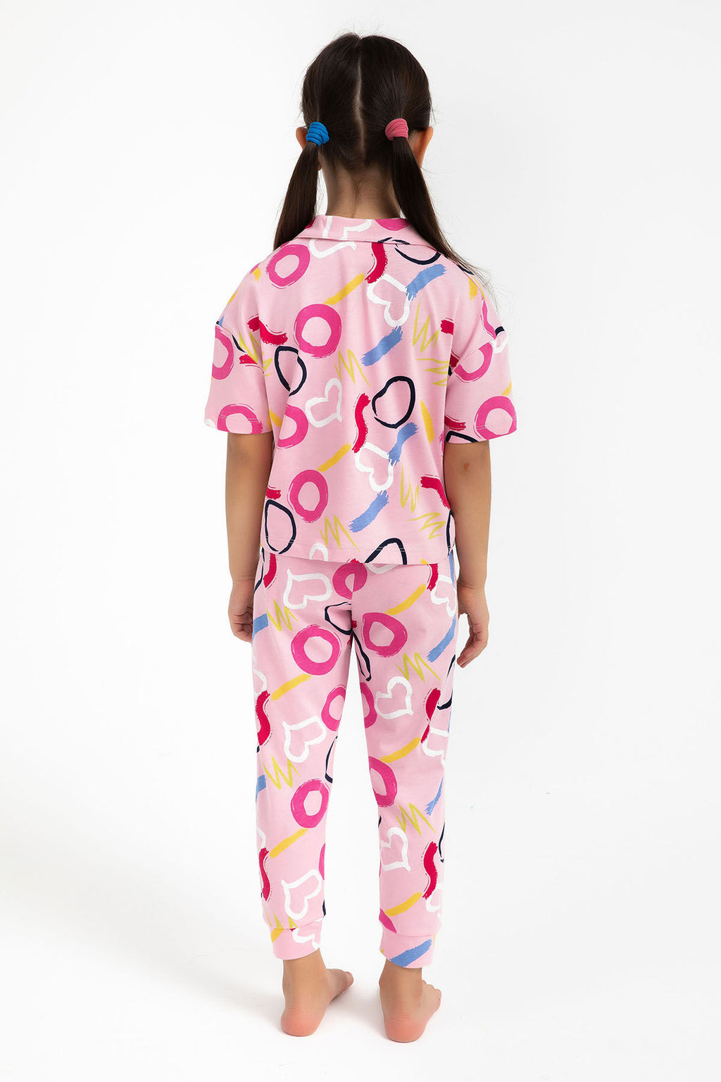 Rolyply Love Pembe Kız Çocuk Gömlek Pijama Takımı