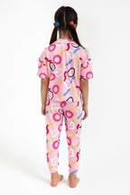 Rolyply Love Pembe Kız Çocuk Gömlek Pijama Takımı