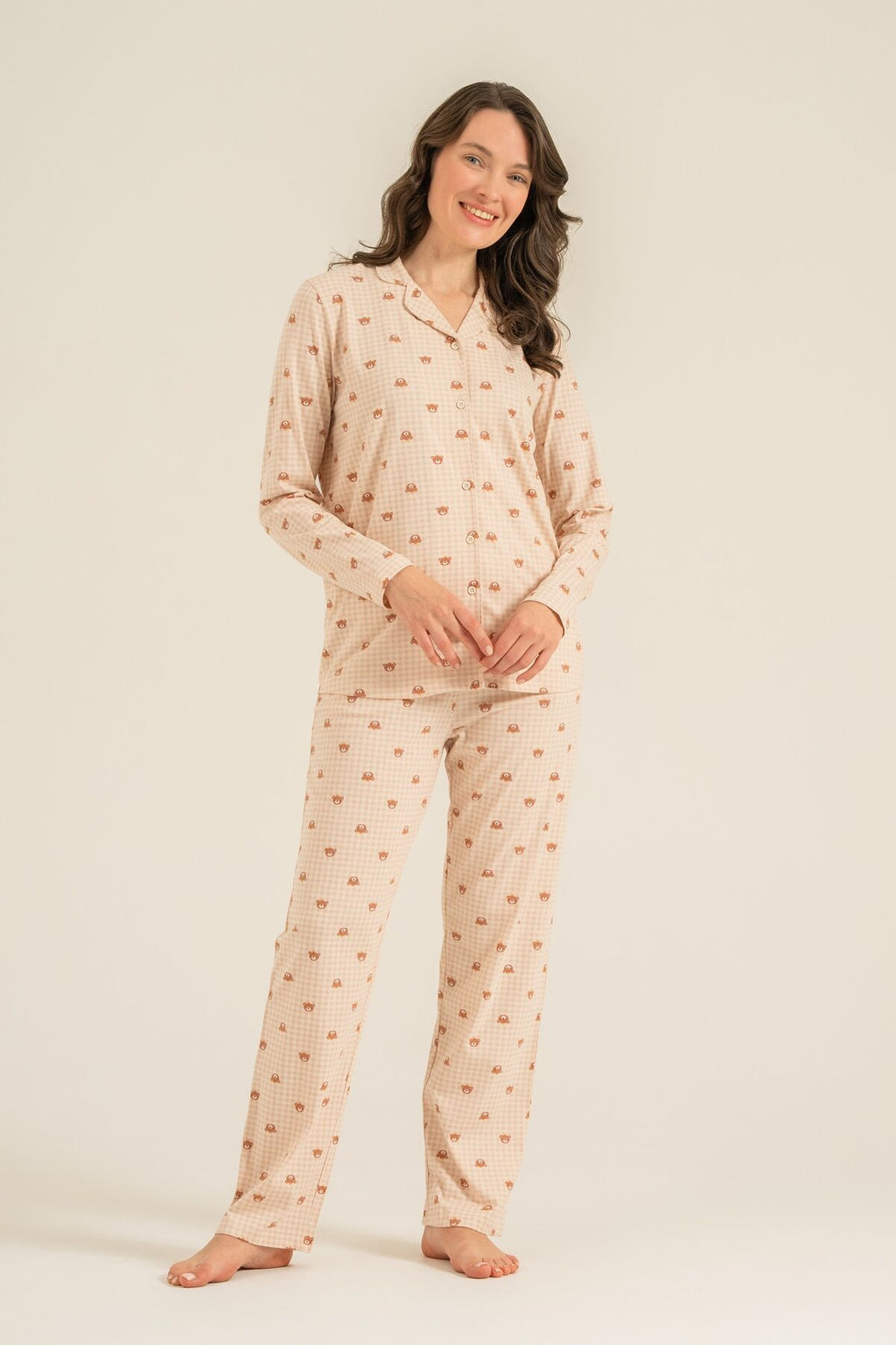 Rolypoly Anne Kız Cute Bears Krem Gömlek Pijama Takımı RP3917-A-V1