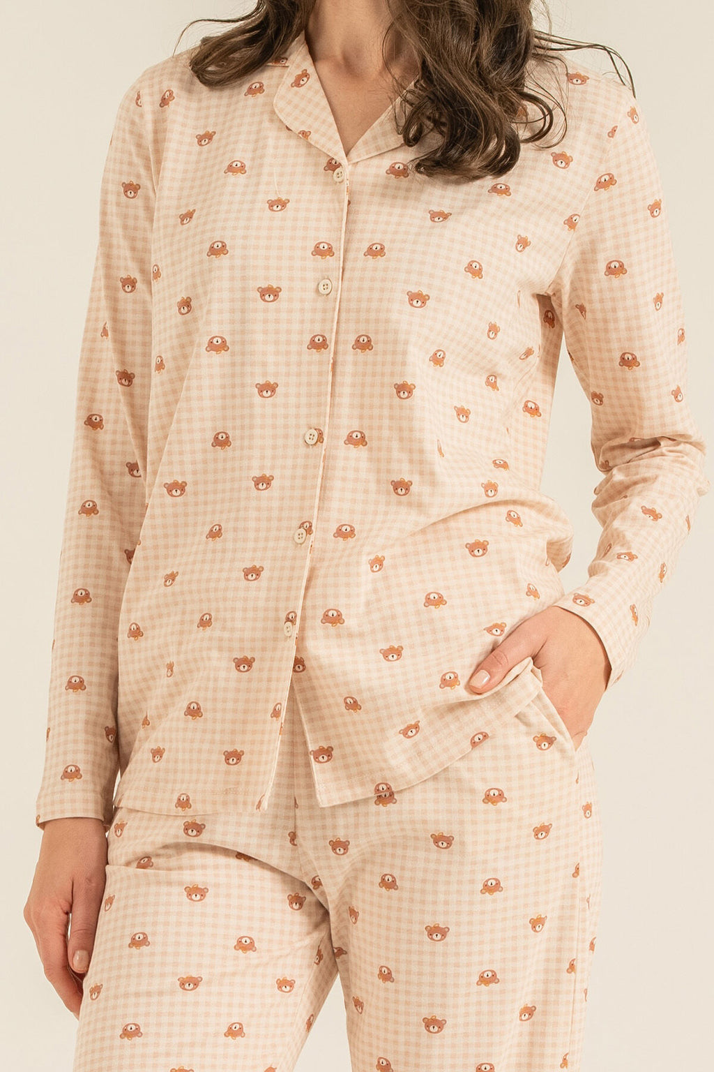 Rolypoly Anne Kız Cute Bears Krem Gömlek Pijama Takımı RP3917-A-V1