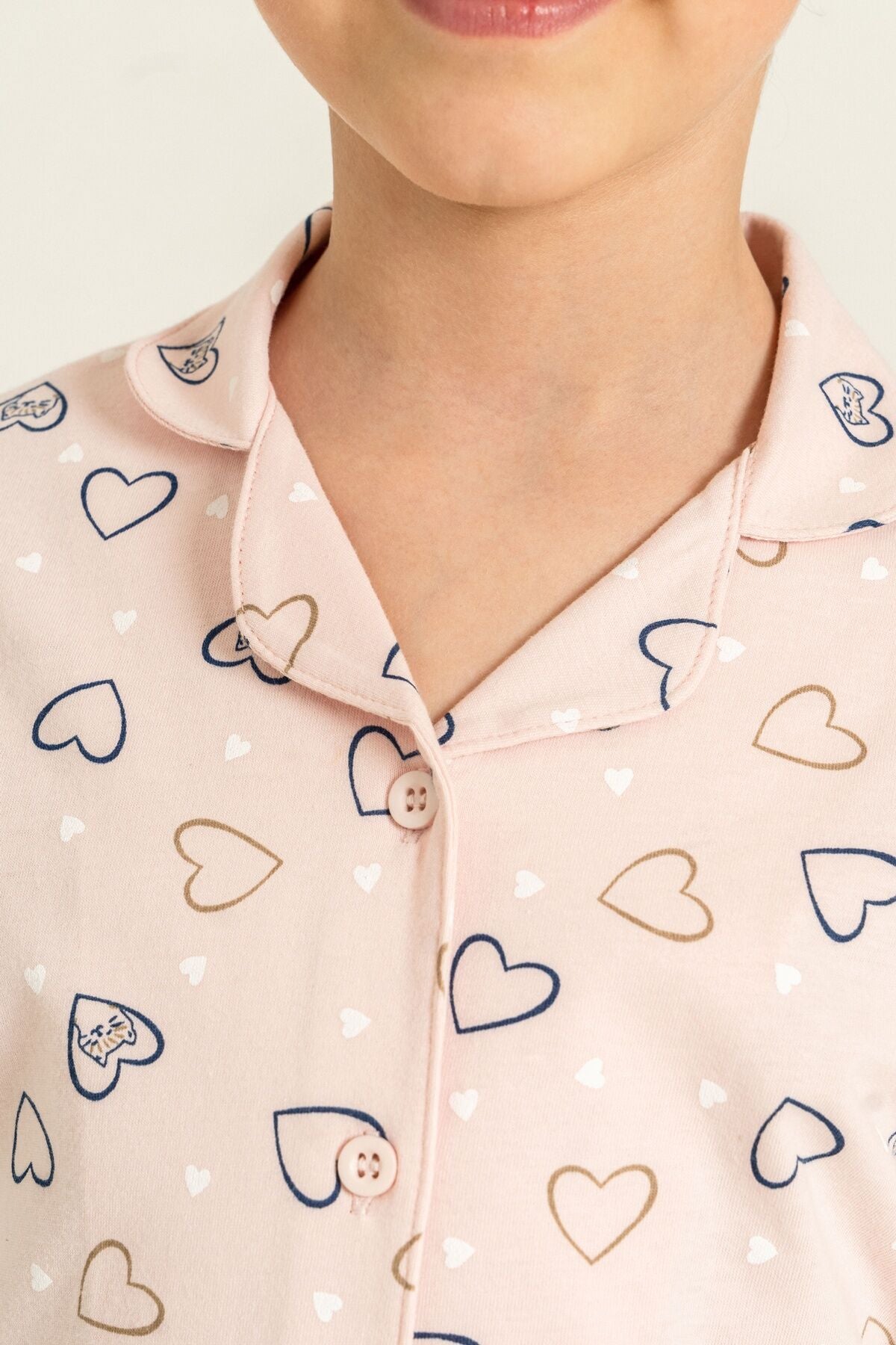 Rolypoly Anne Kız Hearts Pembe Gömlek Pijama Takımı RP3903-A-V1