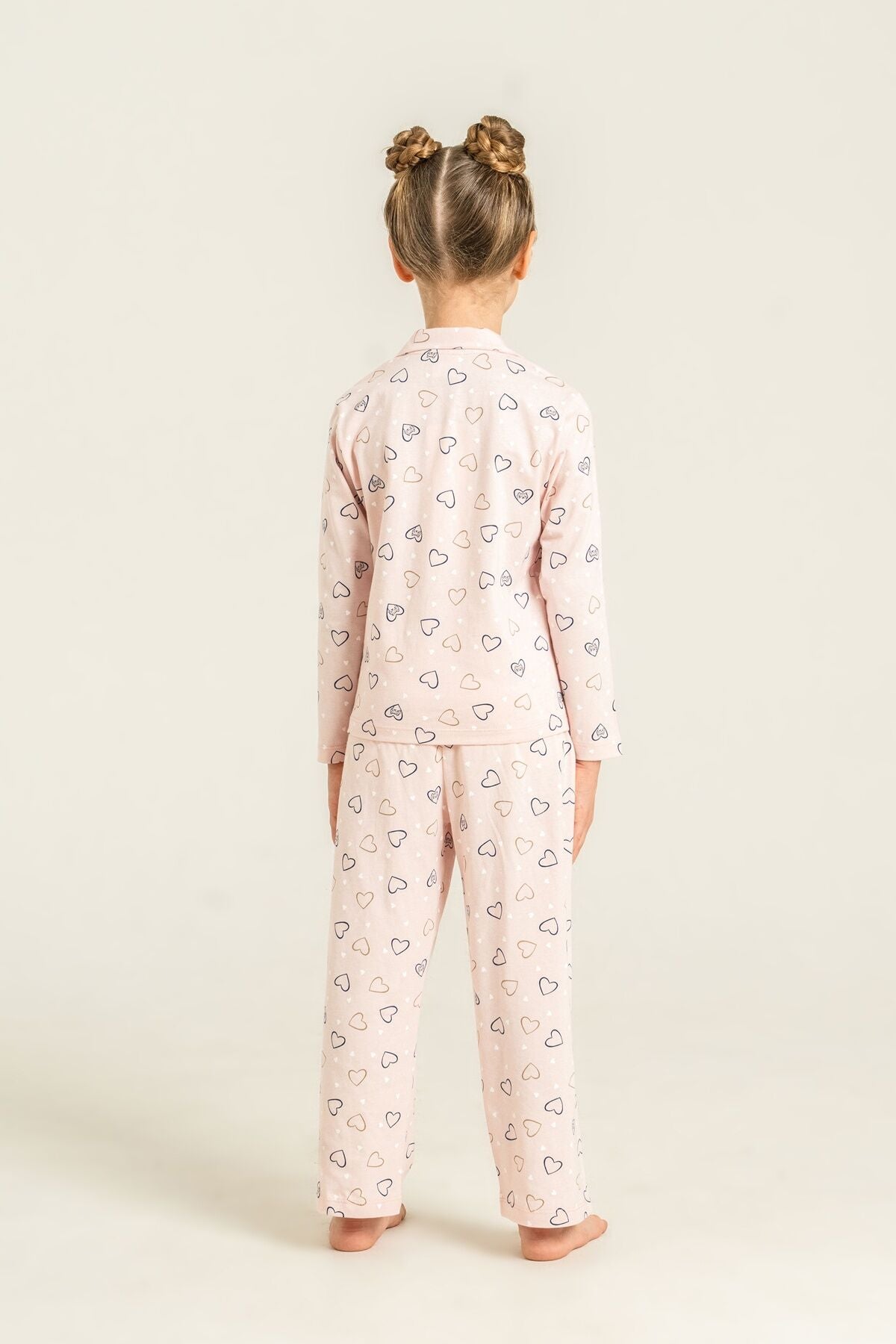 Rolypoly Anne Kız Hearts Pembe Gömlek Pijama Takımı RP3903-A-V1