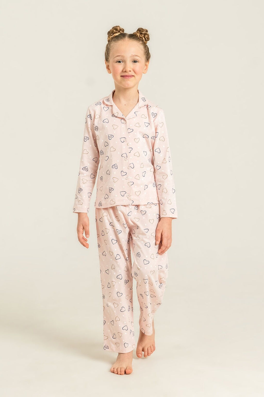 Rolypoly Anne Kız Hearts Pembe Gömlek Pijama Takımı RP3903-A-V1