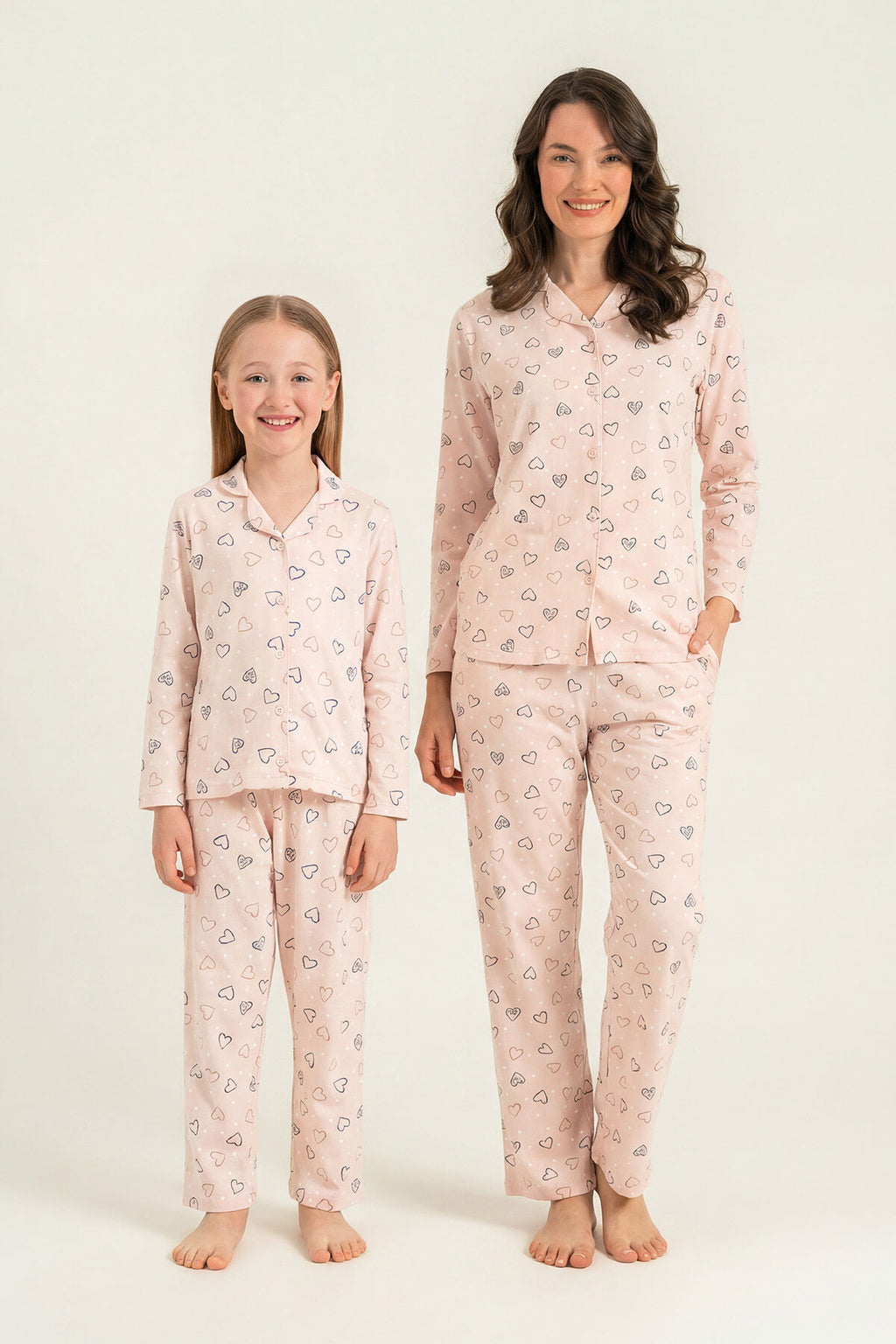 Rolypoly Anne Kız Hearts Pembe Gömlek Pijama Takımı RP3903-A-V1