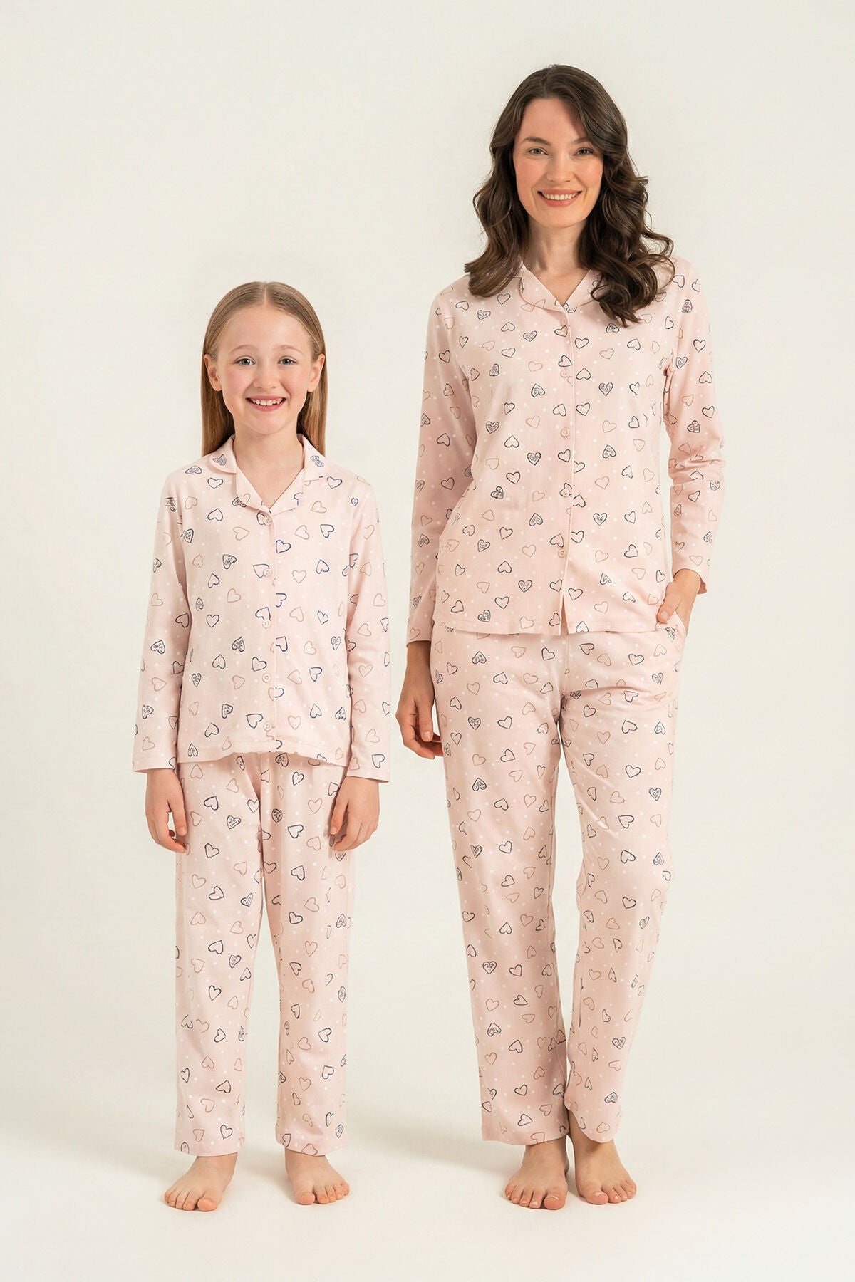 Rolypoly Anne Kız Hearts Pembe Gömlek Pijama Takımı RP3903-A-V1