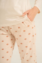 Rolypoly Anne Kız Lovely Bear Krem Uzun Kol Pijama Takım RP3916-A-V1