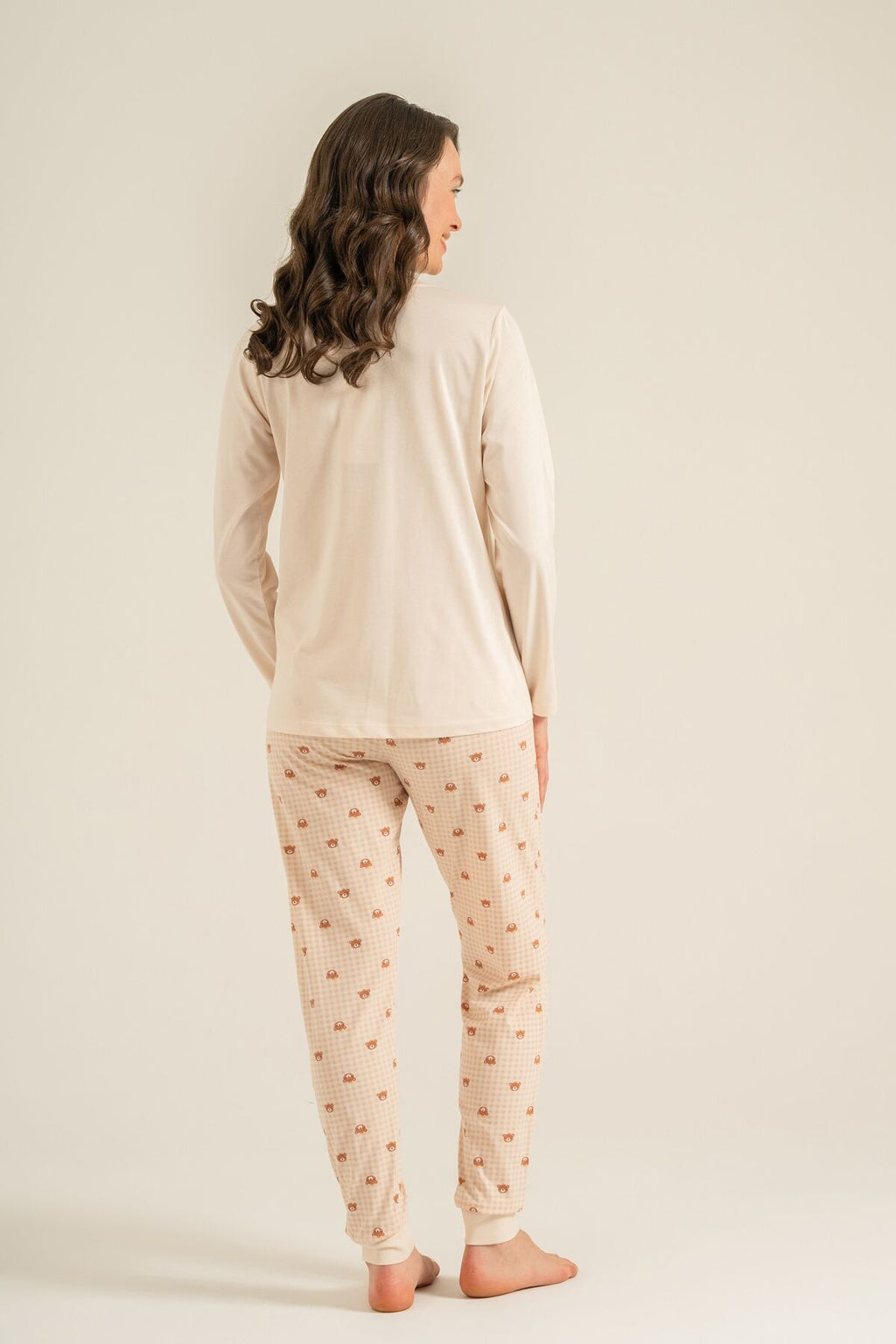 Rolypoly Anne Kız Lovely Bear Krem Uzun Kol Pijama Takım RP3916-A-V1