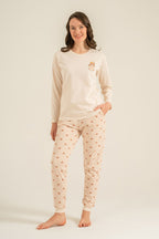 Rolypoly Anne Kız Lovely Bear Krem Uzun Kol Pijama Takım RP3916-A-V1