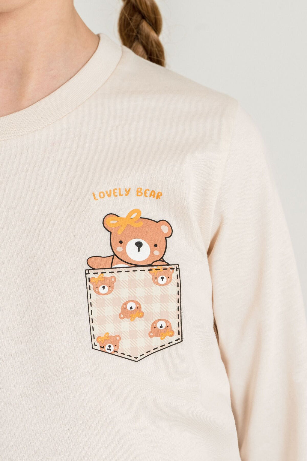 Rolypoly Anne Kız Lovely Bear Krem Uzun Kol Pijama Takım RP3916-A-V1