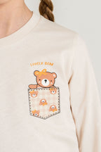 Rolypoly Anne Kız Lovely Bear Krem Uzun Kol Pijama Takım RP3916-A-V1