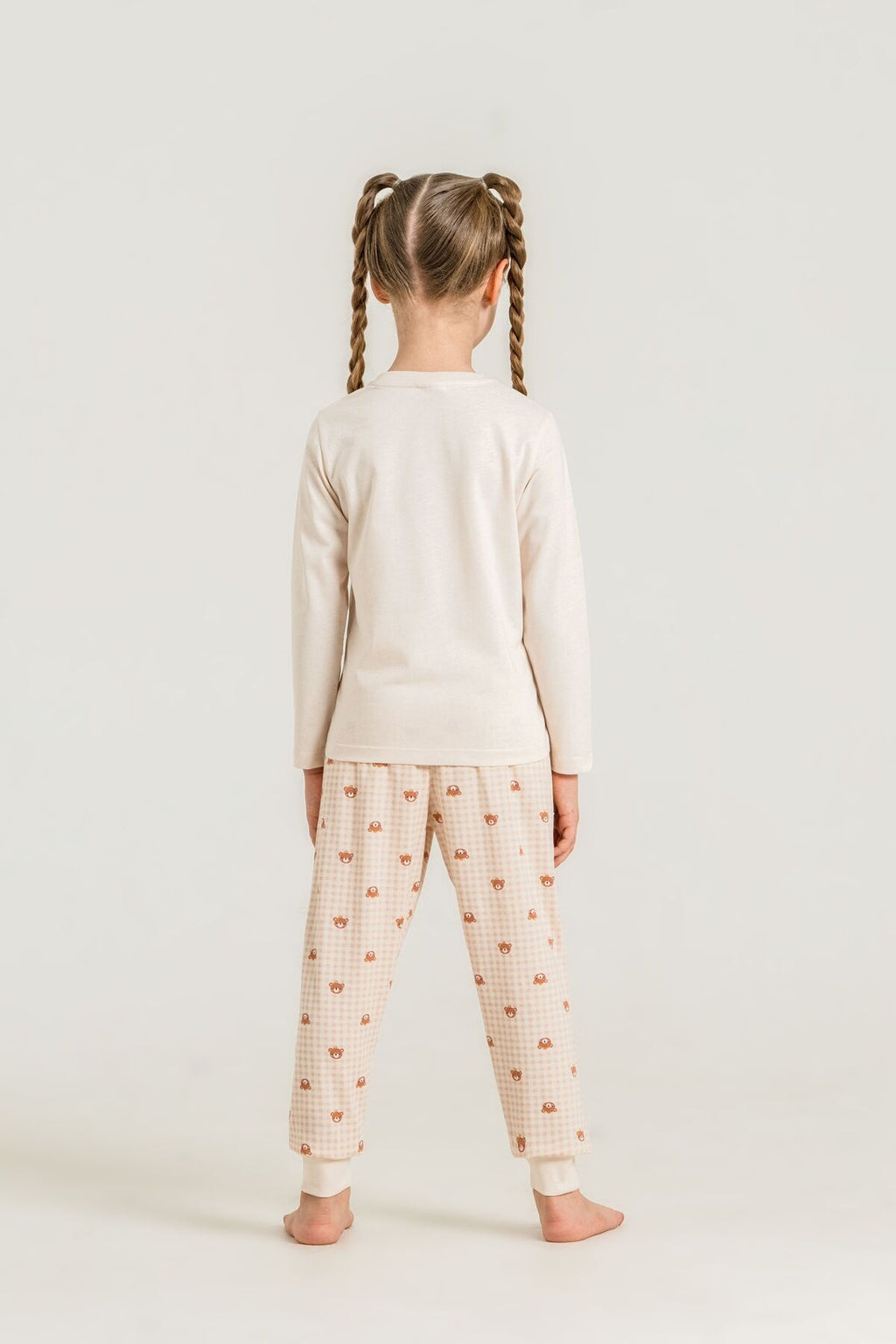 Rolypoly Anne Kız Lovely Bear Krem Uzun Kol Pijama Takım RP3916-A-V1