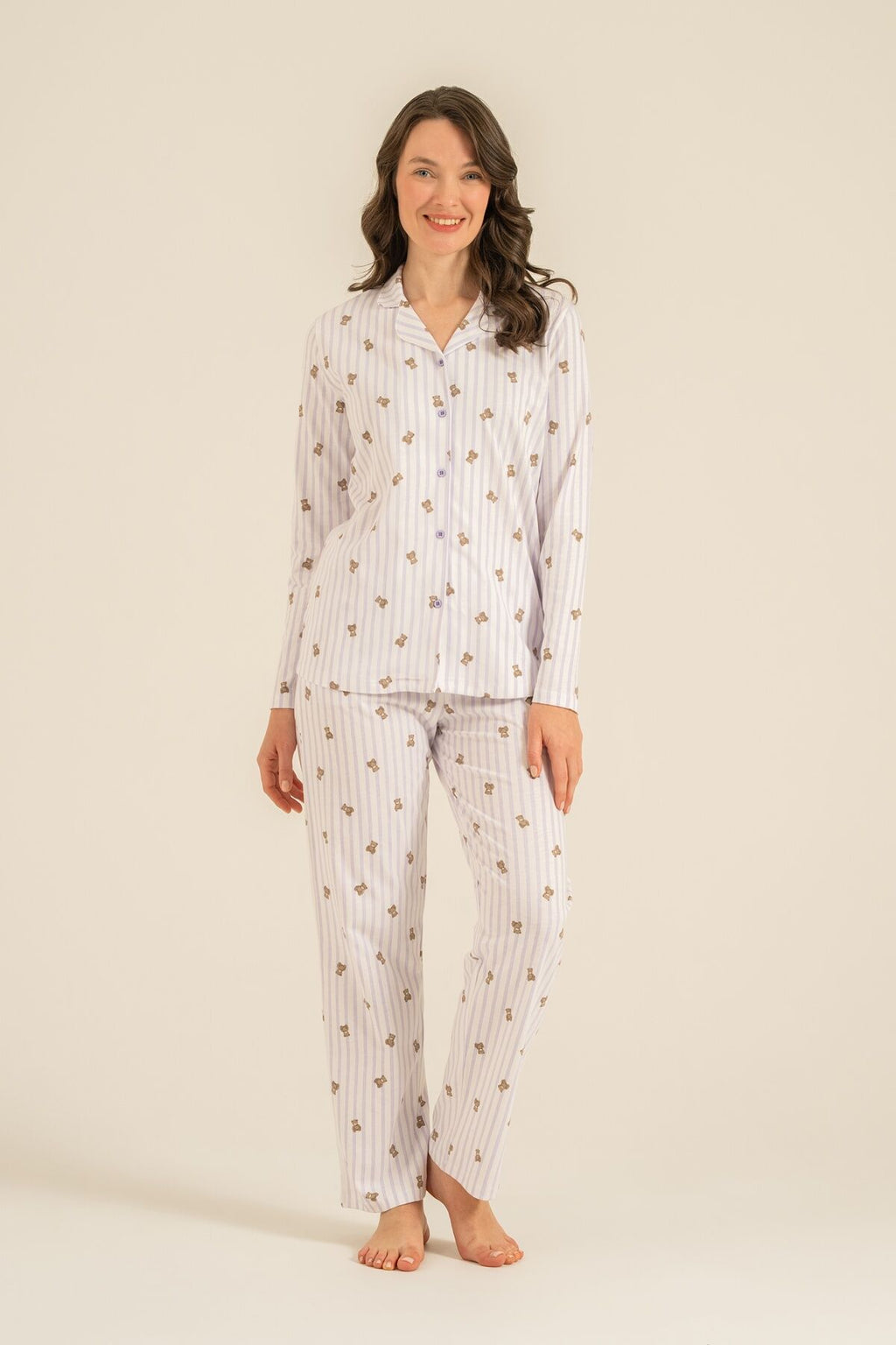 Rolypoly Anne Kız Teddy Bears Mor Gömlek Pijama Takımı RP3913-A-V2