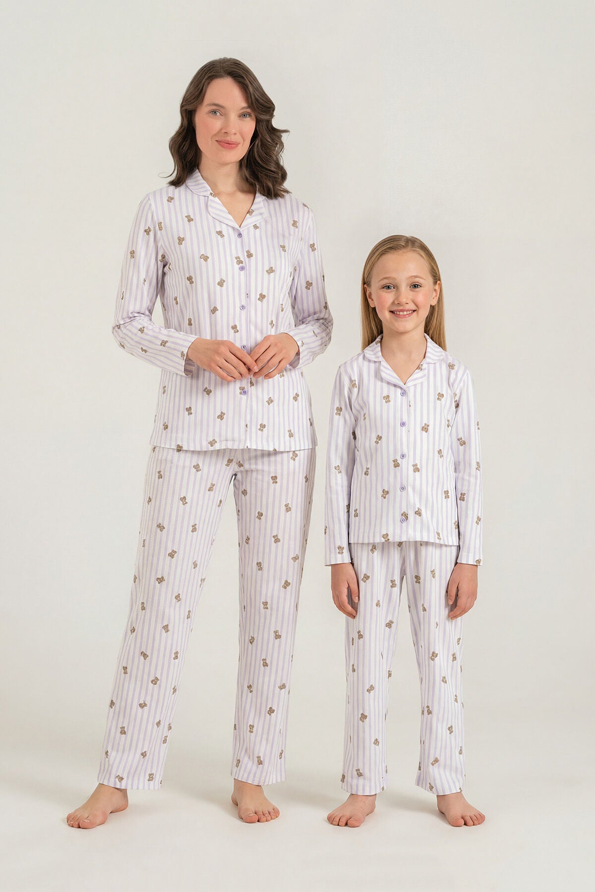 Rolypoly Anne Kız Teddy Bears Mor Gömlek Pijama Takımı RP3913-A-V2