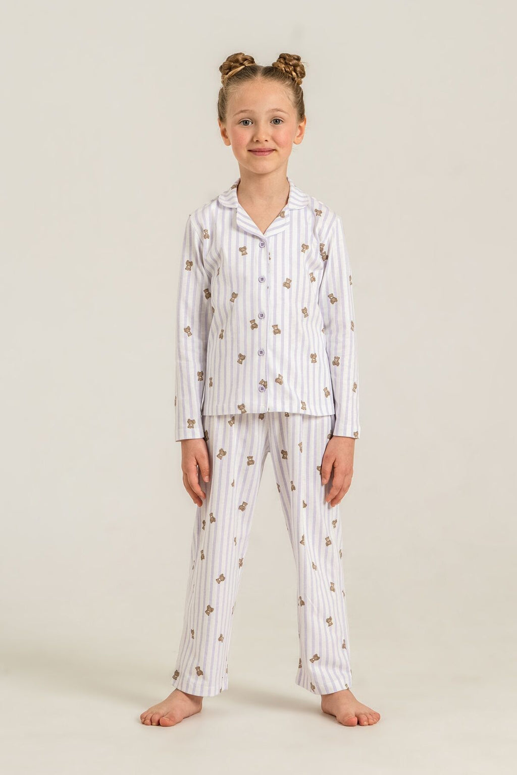 Rolypoly Anne Kız Teddy Bears Mor Gömlek Pijama Takımı RP3913-A-V2