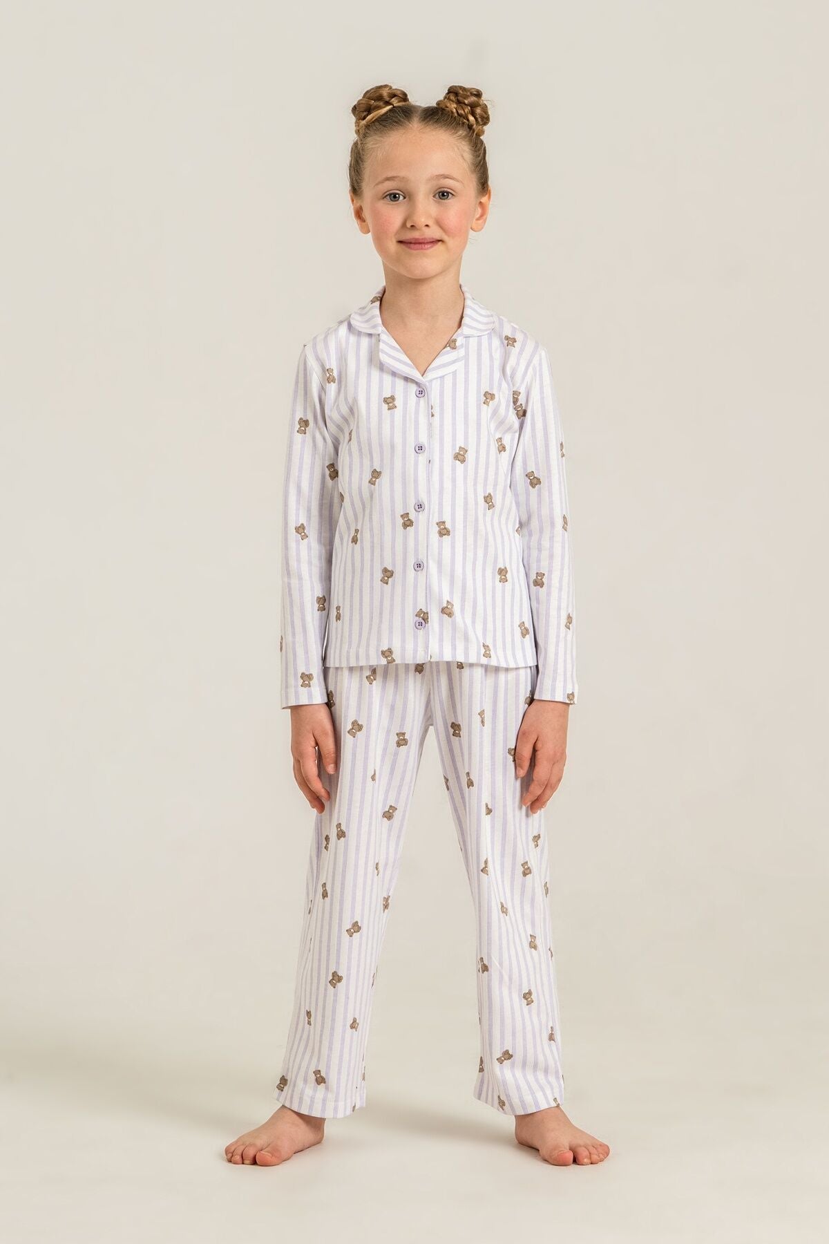 Rolypoly Anne Kız Teddy Bears Mor Gömlek Pijama Takımı RP3913-A-V2
