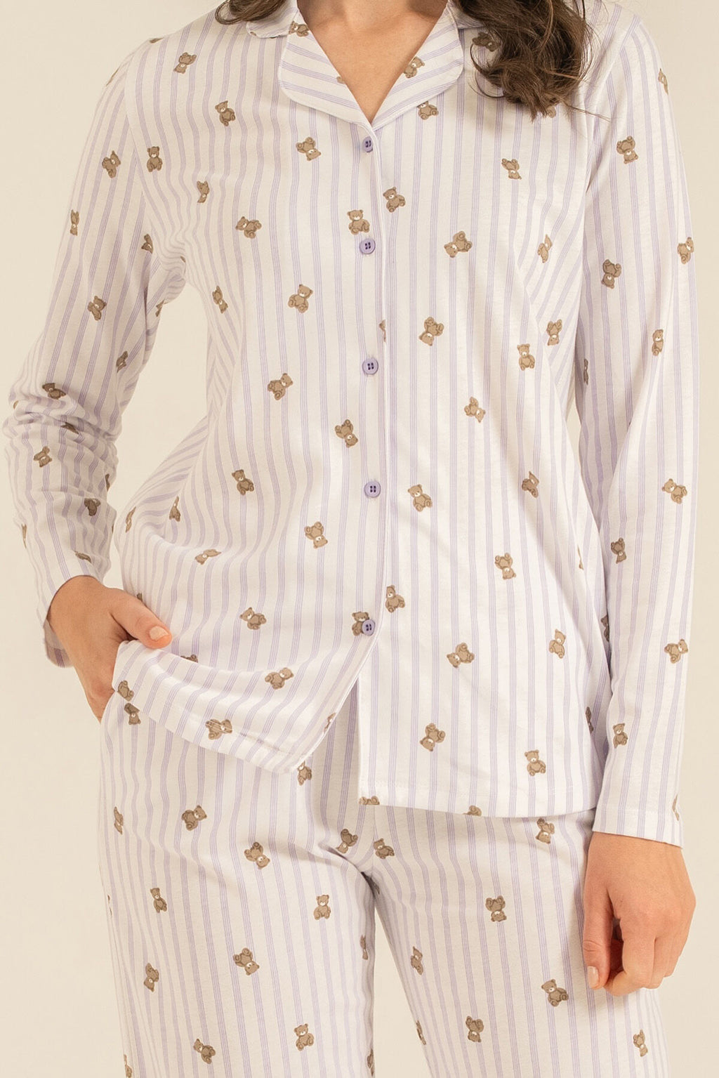 Rolypoly Anne Kız Teddy Bears Mor Gömlek Pijama Takımı RP3913-A-V2